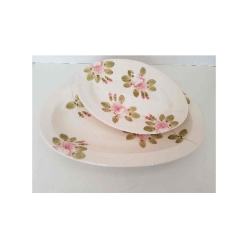 Romantik rózsás ováltál, kicsi, kerámia, kézzel festett-31x21x3,5cm – Vanilia Kerámia