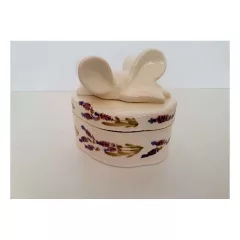   Violin levendulás ováldoboz, kerámia, kézzel festett-15,5x11,5x15cm – Vanilia Kerámia