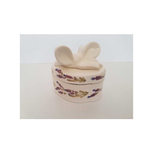 Violin levendulás ováldoboz, kerámia, kézzel festett-15,5x11,5x15cm – Vanilia Kerámia