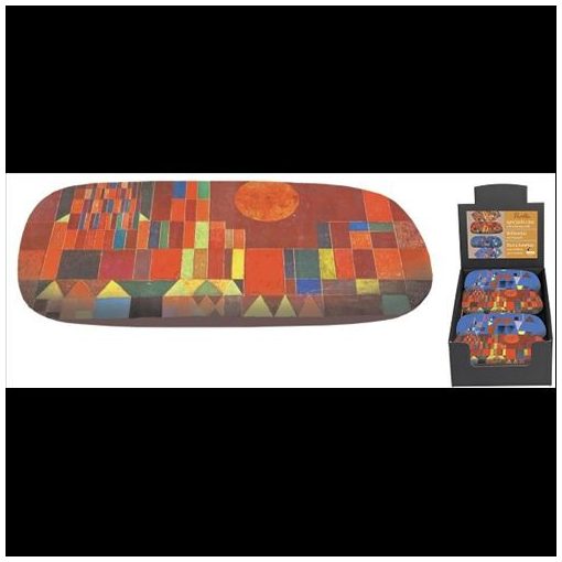Szemüvegtok textilbevonatú, törlőkendővel, 16x4x6,5cm, Paul Klee: Castle and Sun